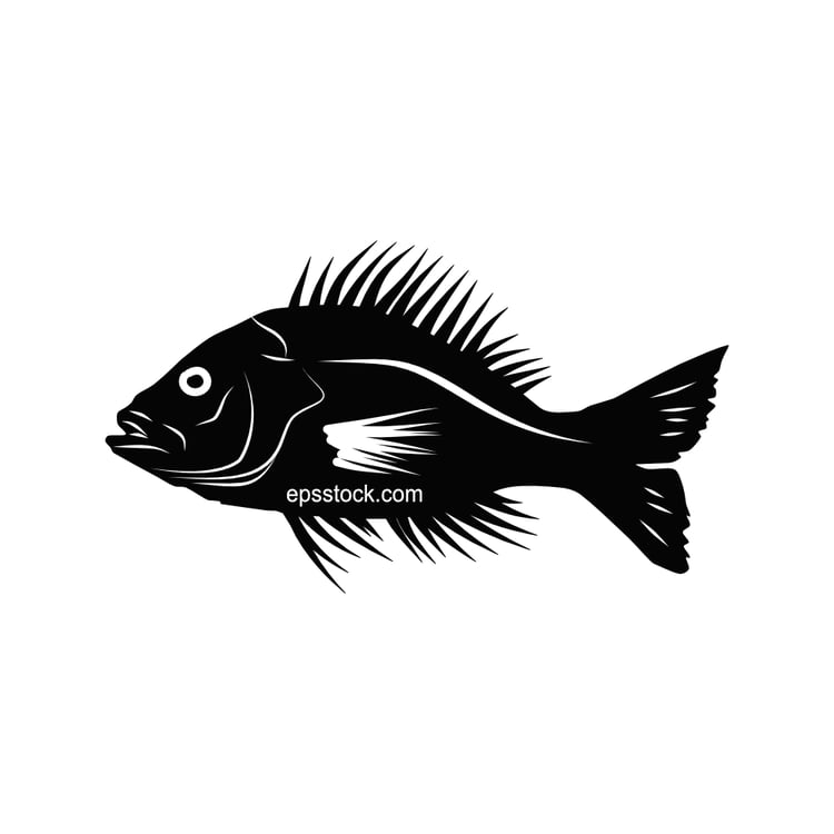 redfin parrotfish symbol, black isolated vector silhouette