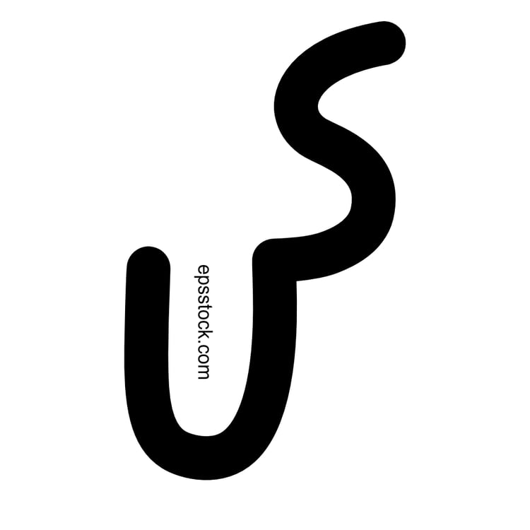 us symbol, black isolated vector silhouette