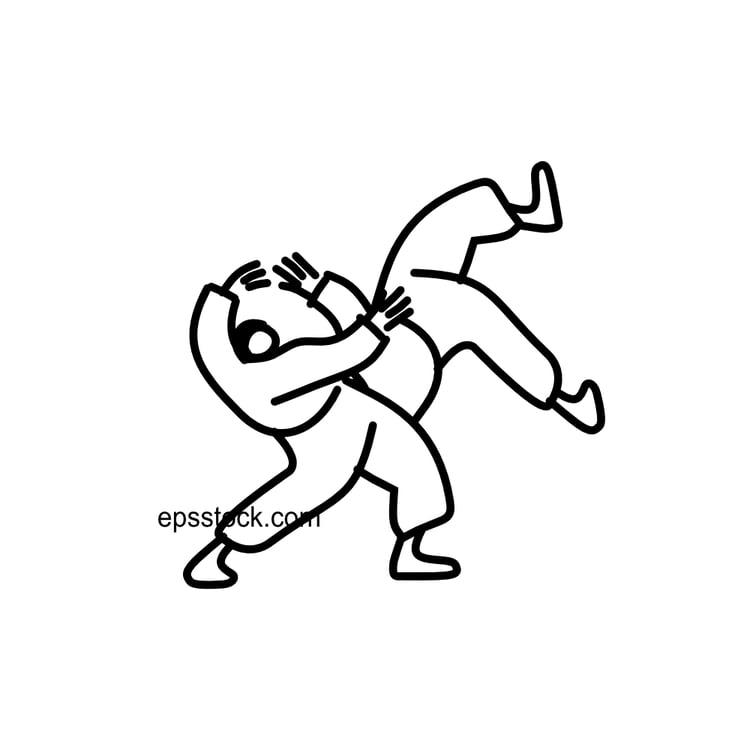 sambo fighters, black isolated vector silhouette