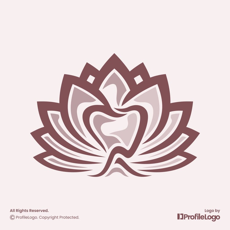 Elegant tulip flower dental tooth logo for sale by ProfileLogo with light pink background