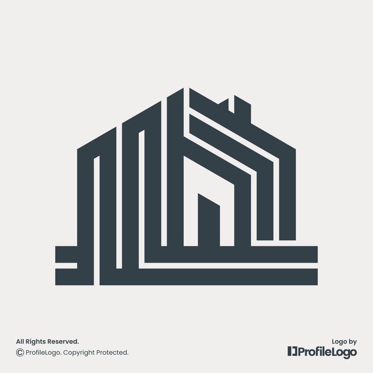 Architecture line building home logo for sale by ProfileLogo with light background