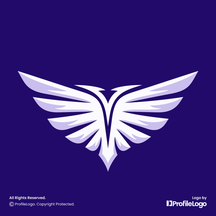 Sporty abstract bird wing logo for sale by ProfileLogo with navy blue background