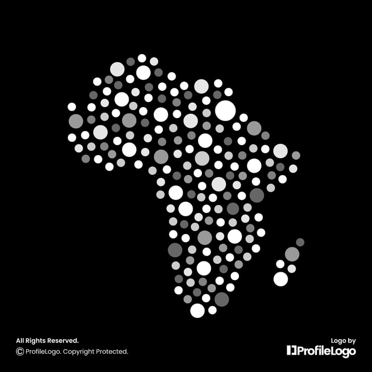 Abstract circle dot Africa logo for sale by ProfileLogo with black background