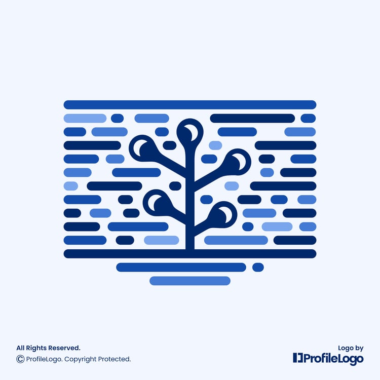 Colorful line digital tree computer logo for sale by ProfileLogo with light blue background