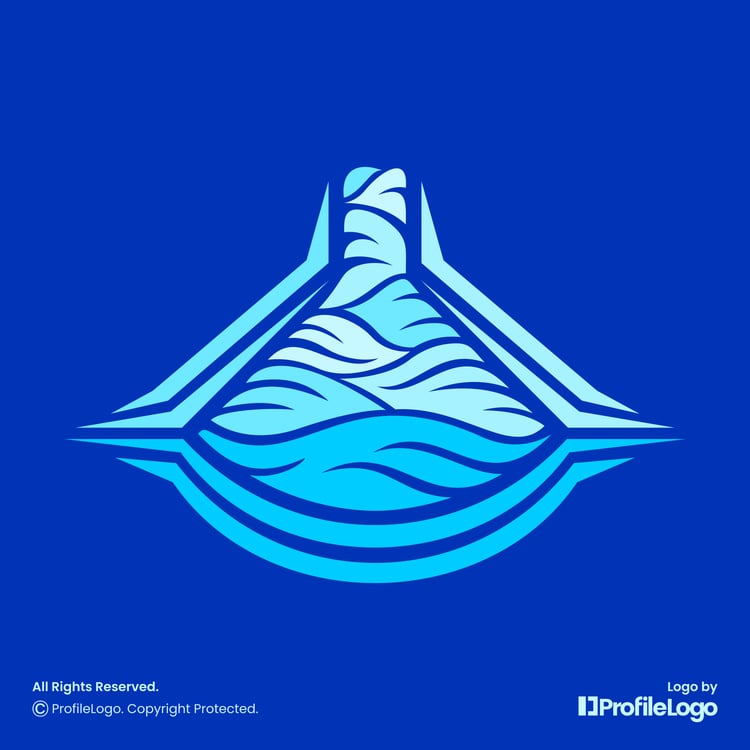Colorful blue fluid laboratory tube logo for sale by ProfileLogo with dark blue background