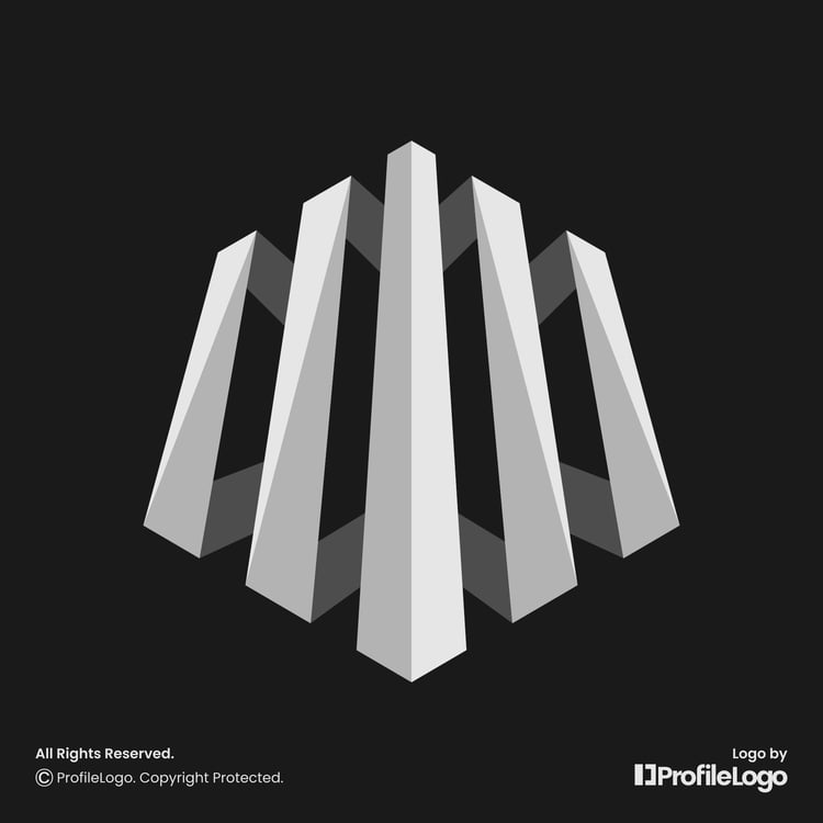 Modern 3d flat structure building logo for sale by ProfileLogo with black background