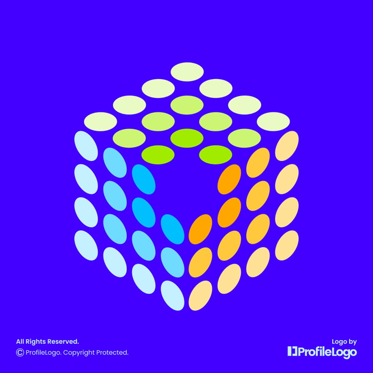 Colorful digital pixel box logo for sale by ProfileLogo with neon purple background