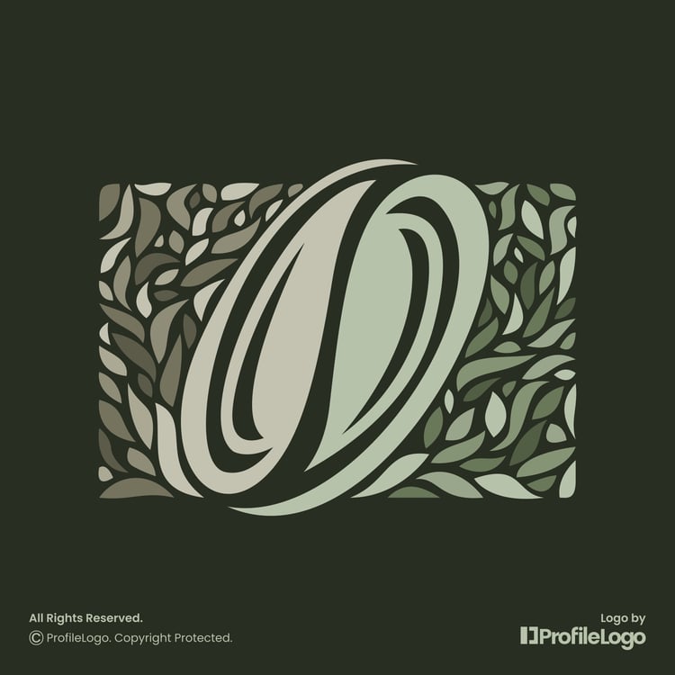 Organic leaf coffee bean logo for sale by ProfileLogo with dark green background
