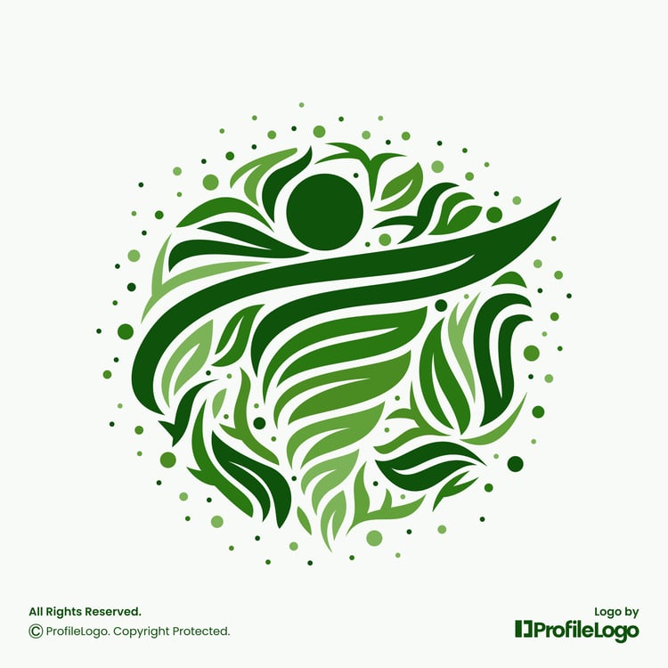 Organic eco green leaf people logo for sale by ProfileLogo with light green background