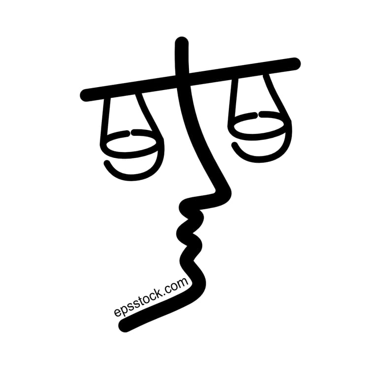 symbol of justice, black isolated vector silhouette