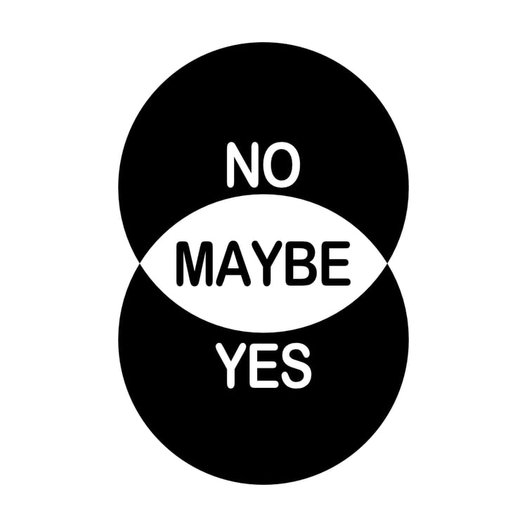 No, yes, maybe, black isolated vector silhouette