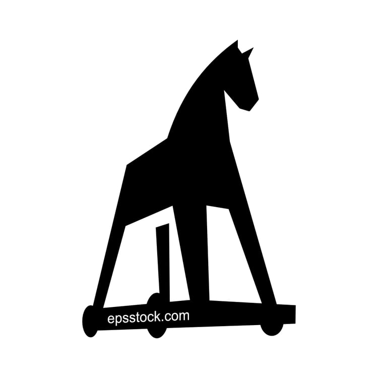 trojan horse symbol, black isolated vector silhouette