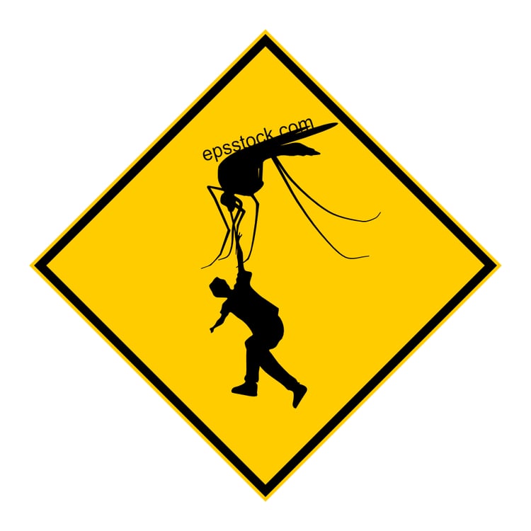 Many mosquitoes sign, black isolated vector silhouette