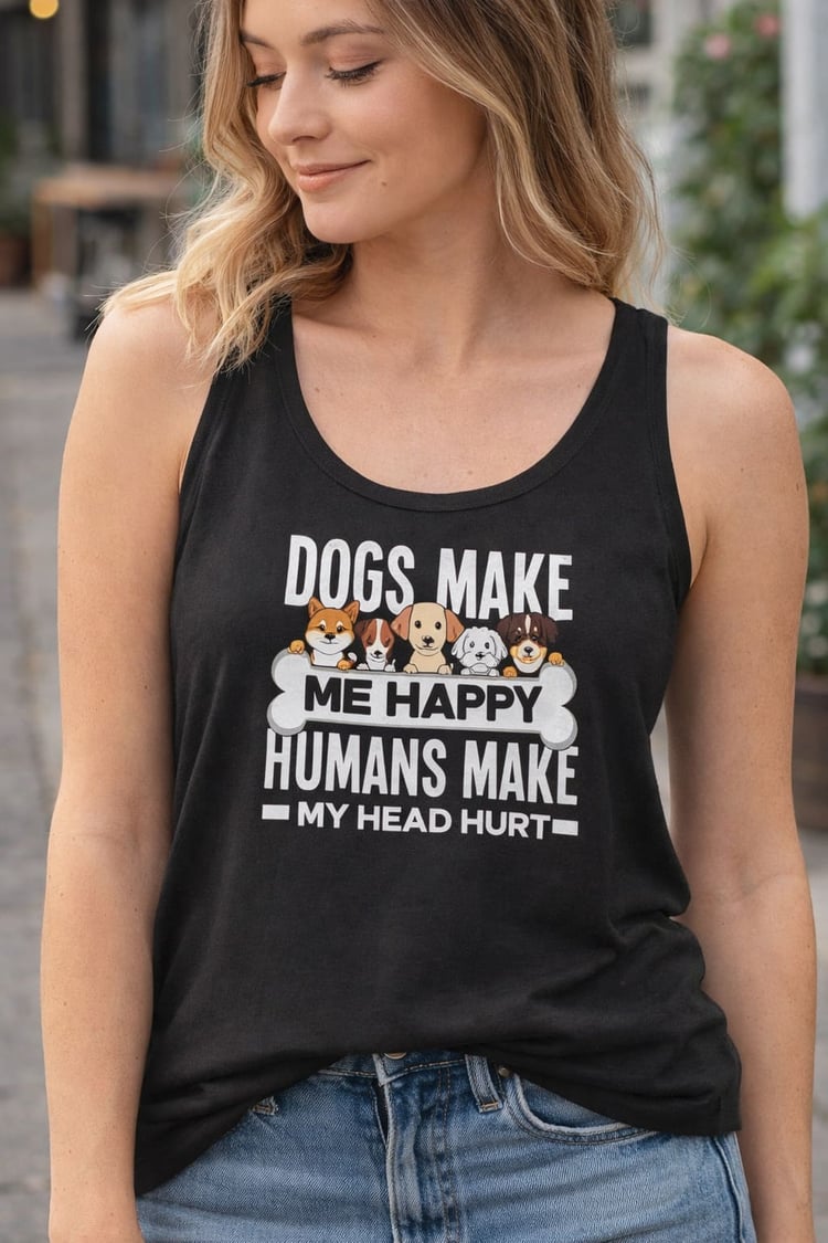 Happy Dogs Female Tank Top | Funny Dog Lover Summer Wear