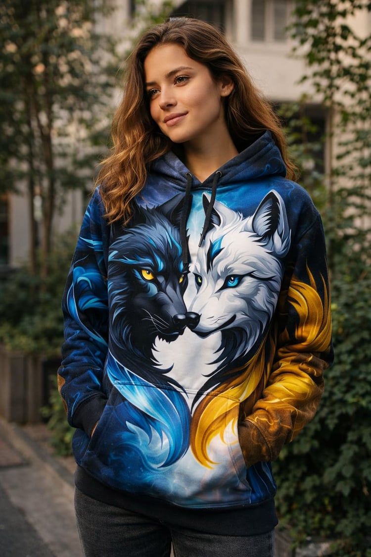 Heart of Light and Shadow Hoodie | Fantasy Female Hoodie