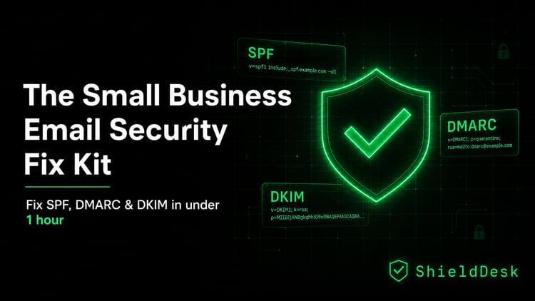 ShieldDesk Email Security Fix Kit — PDF guide  to fix SPF, DMARC and DKIM for small businesses
