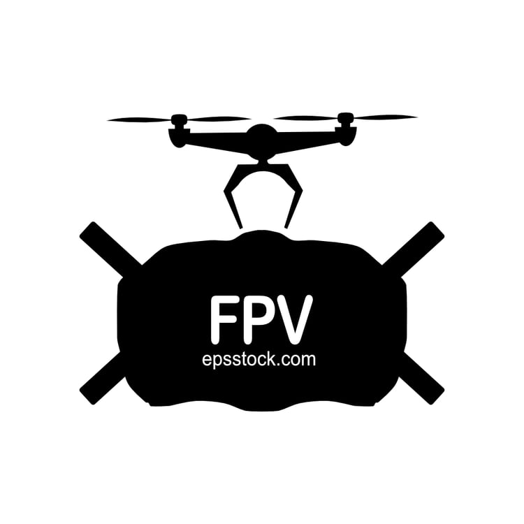 fpv pilot, black isolated vector silhouette