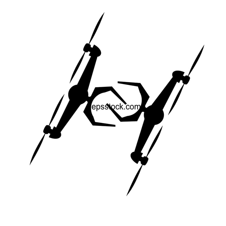 Drone vs drone, black isolated vector silhouette