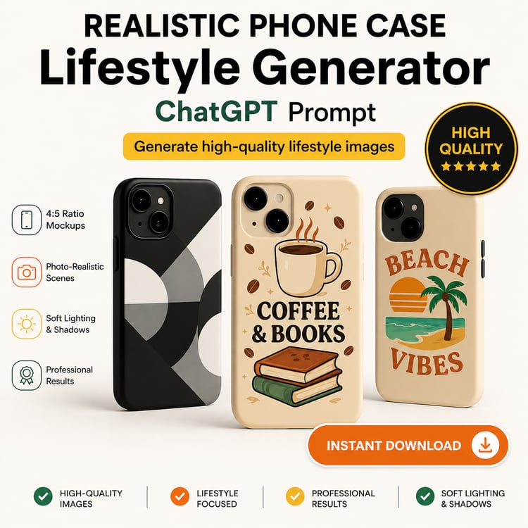 Realistic Phone Case Lifestyle Images That Sell – ChatGPT Prompt