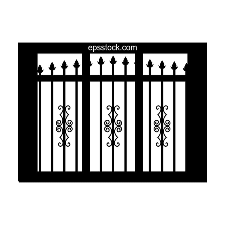 Window bars, black isolated vector silhouette