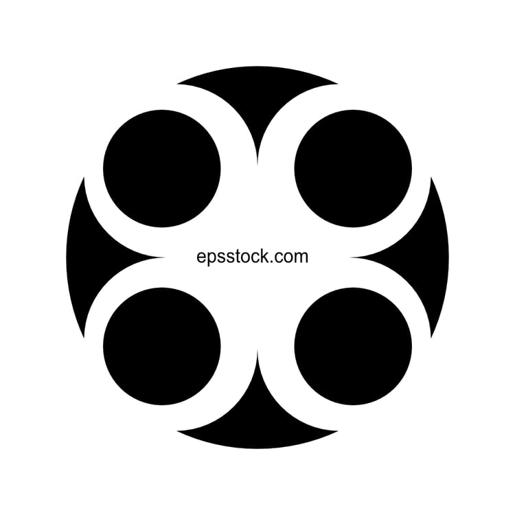 Film Reel, black isolated vector silhouette