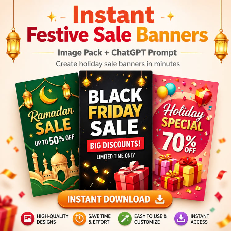 Instant Festive Sale Banners – Image Pack + ChatGPT Prompt
