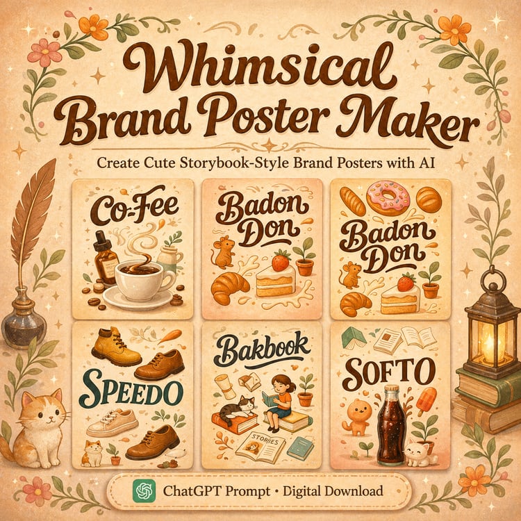 Whimsical Brand Poster Maker - Create Cute Storybook-Style Brand Posters Using ChatGPT