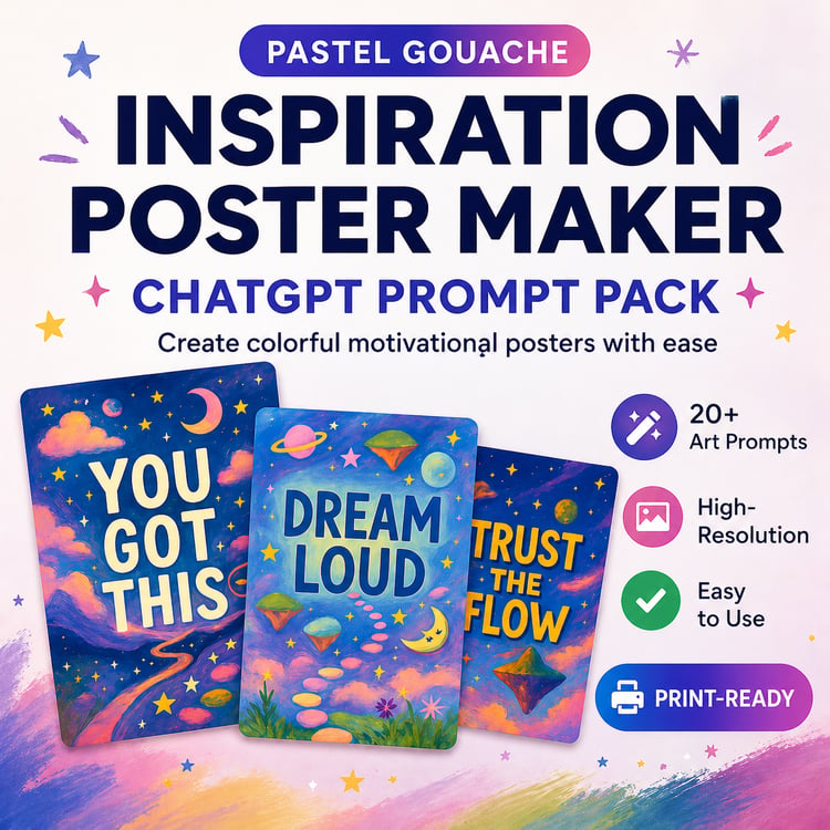 Pastel Gouache Inspiration Poster Maker – ChatGPT Prompt Pack