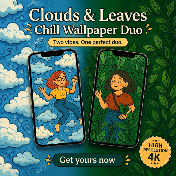 Clouds & Leaves Chill Wallpaper Duo