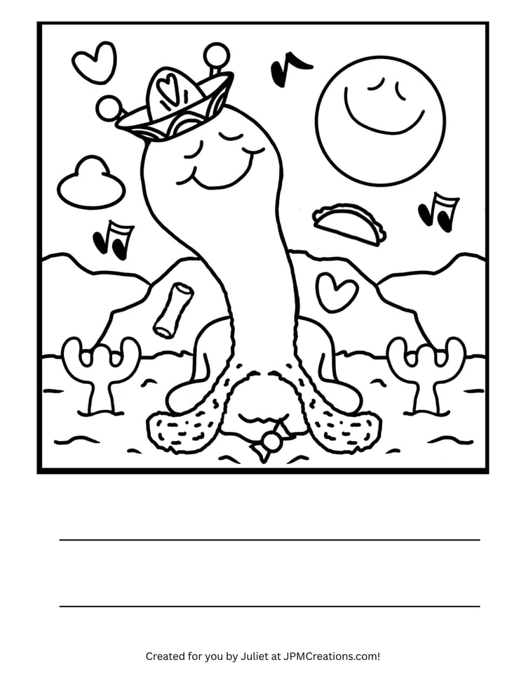 FREE Cute Snail Cinco De Mayo Coloring Page (Letter Size)