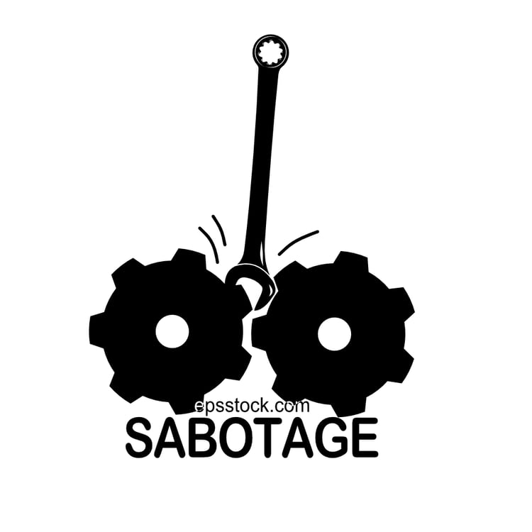 Sabotage symbol, black isolated vector silhouette