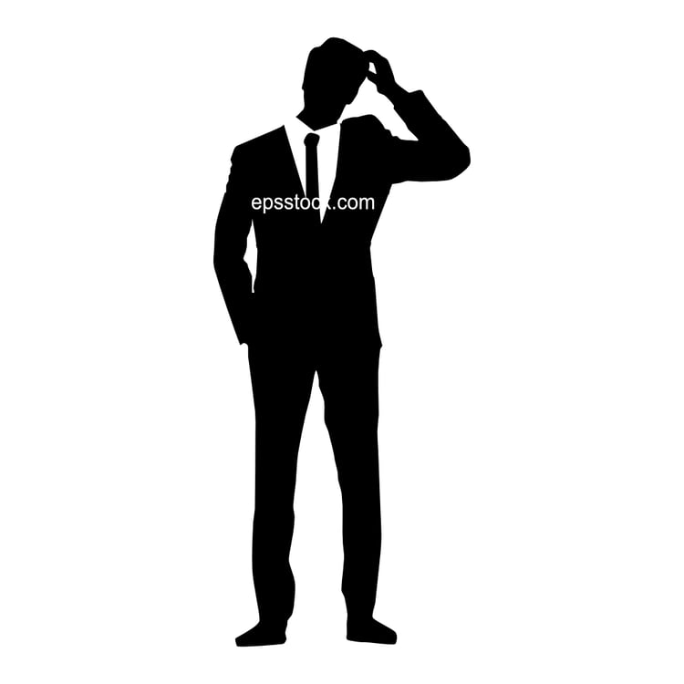 Businessman scratching his head, black, isolated vector
