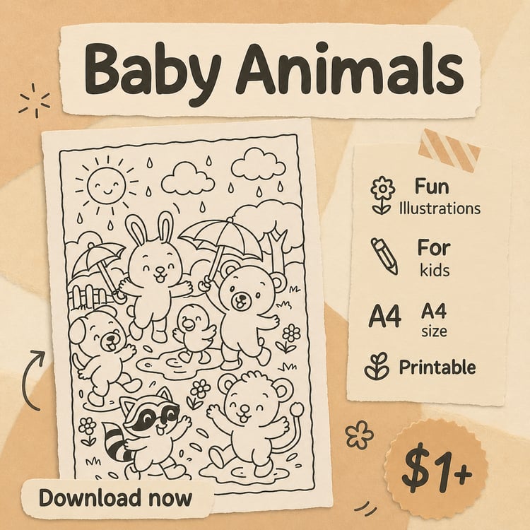 Adorable Baby Animal Coloring Pack