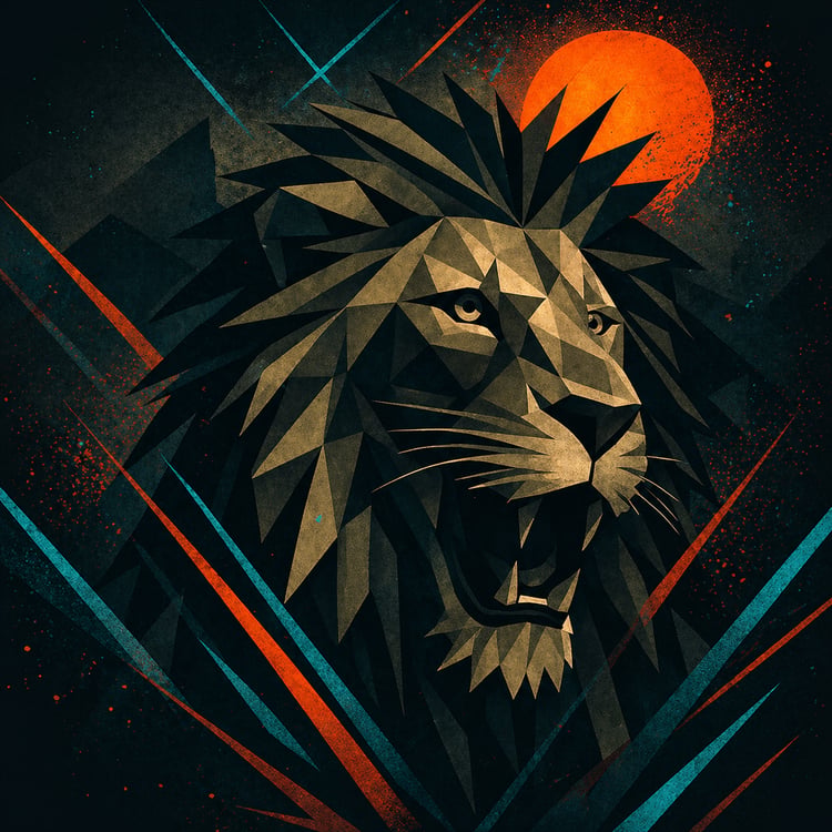 Geometric Lion Phone Wallpaper – Bold Abstract Animal Art