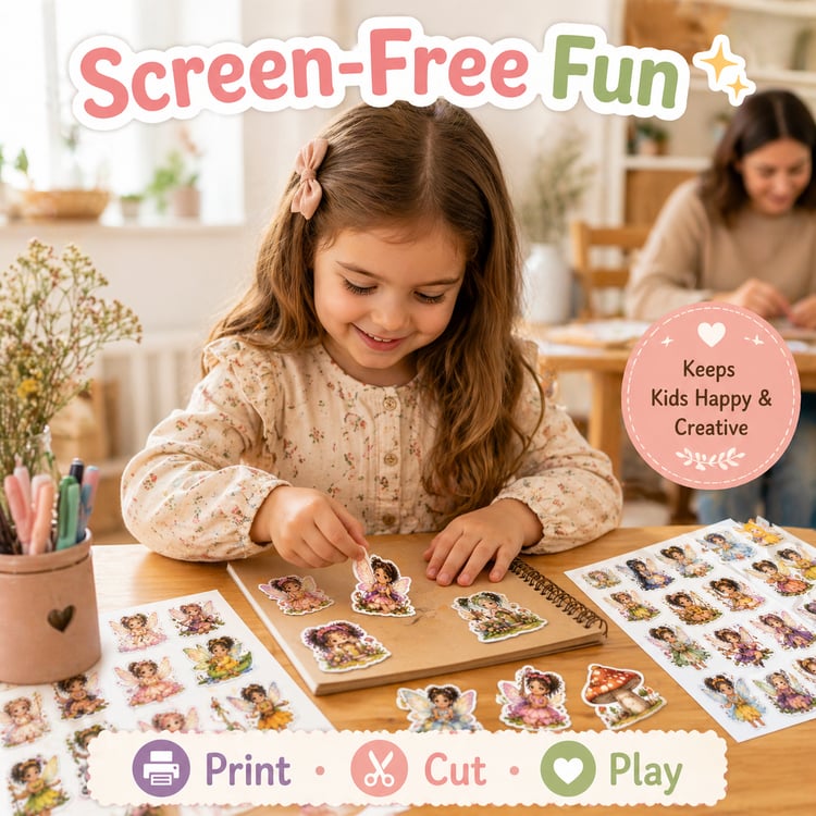 Fairy Sticker Bundle – 4 Cute Printable Sheets (Instant Download)