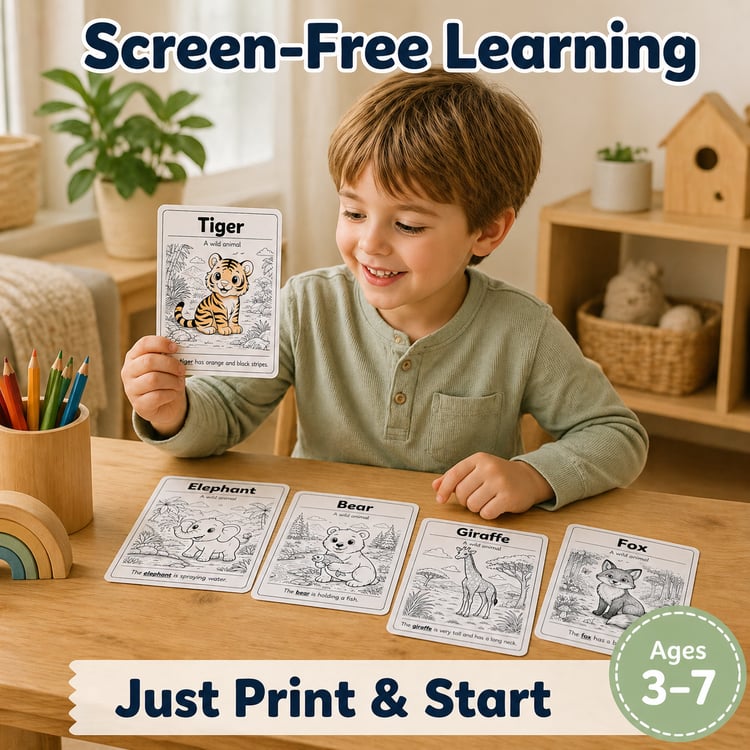 6 Printable Animal Flashcards for Kids (Ages 3–7) – Fun & Easy Learning