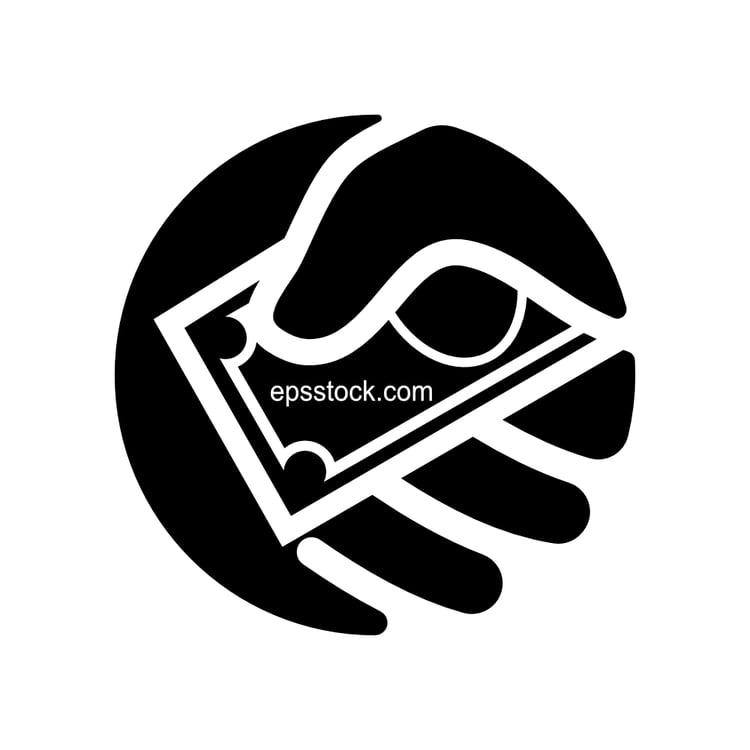 corruption handshake giving money, black isolated vector silhouette