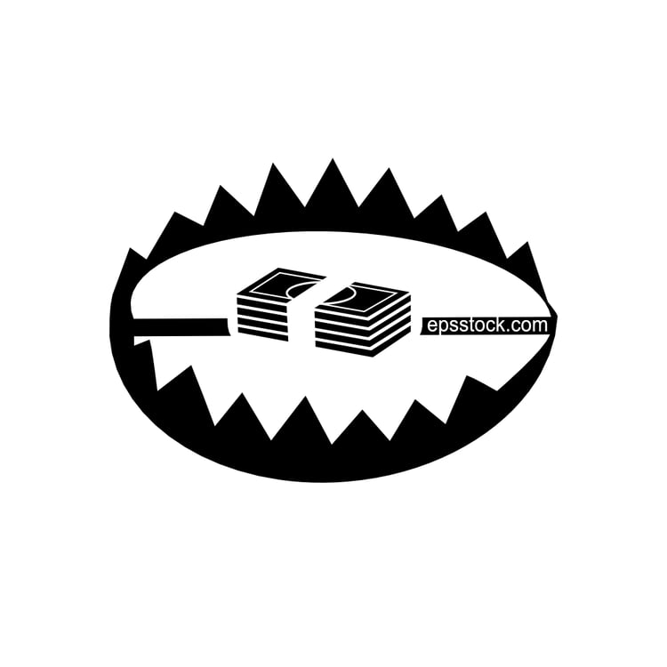 Corruption trap, black isolated vector silhouette