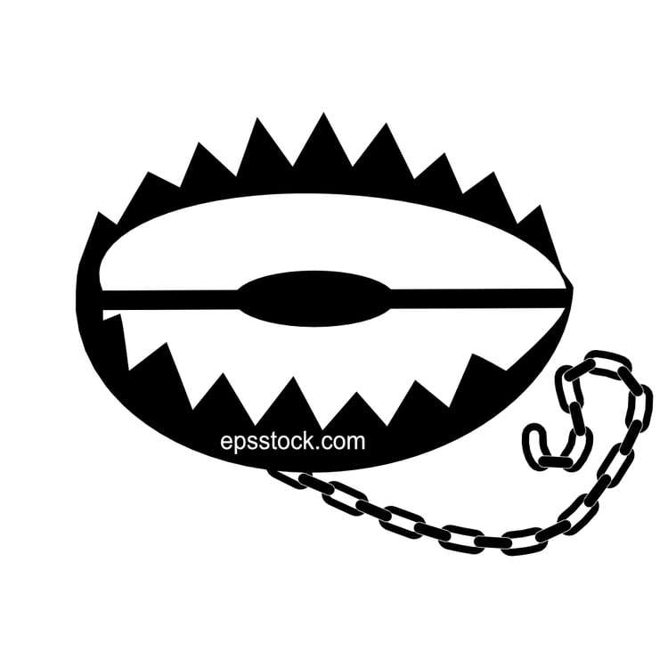 Trap symbol, black isolated vector silhouette