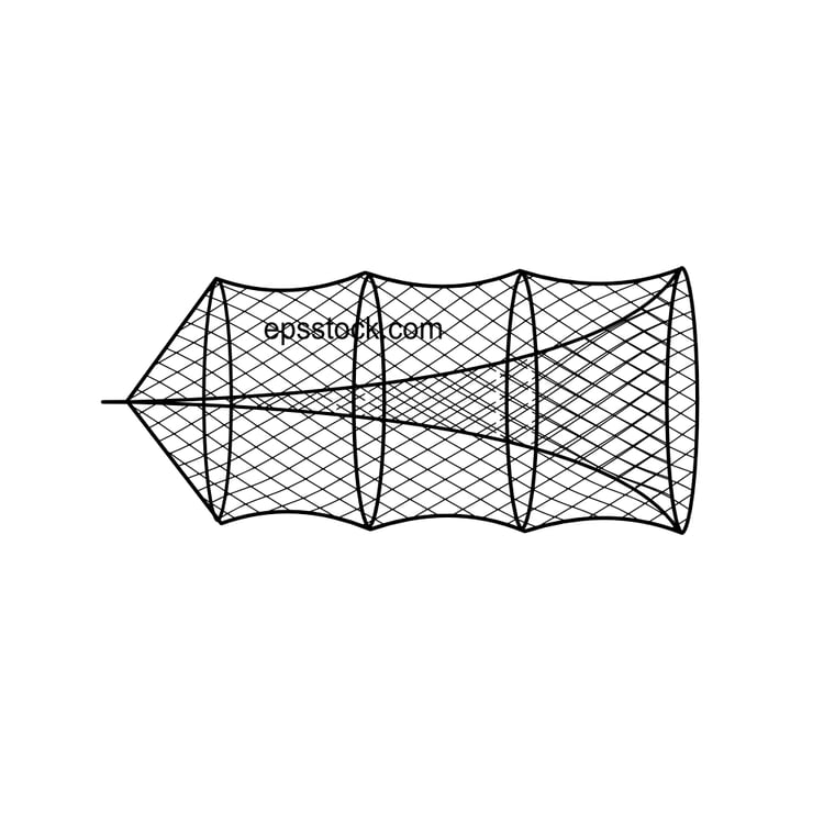 Trap net, black isolated vector silhouette