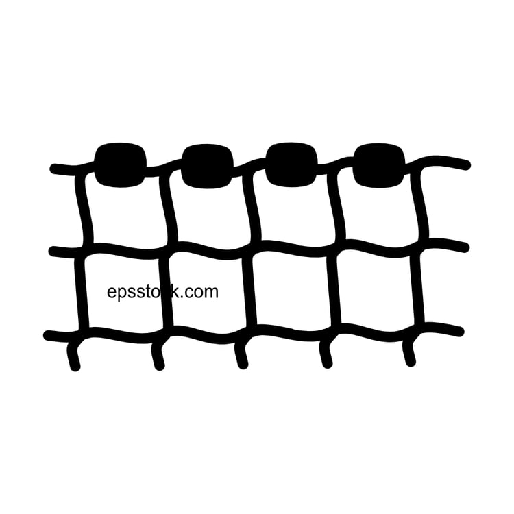 Fishing net with float, black isolated vector silhouette