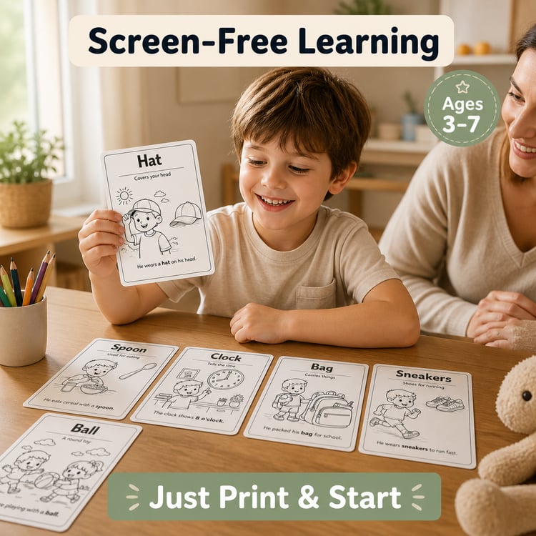 6 Printable Kids Flashcards – Fun & Easy Learning (Ages 3–7)