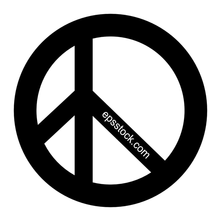 Peace symbol, black isolated vector silhouette