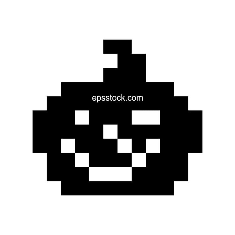 pumpkin pixel symbol, black isolated vector silhouette