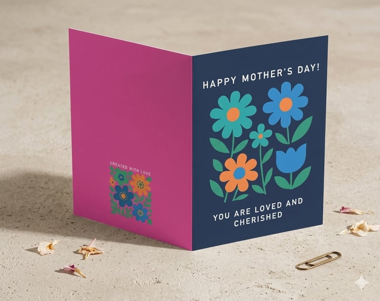 Mother's Day Card, Printable Greeting Card, 5x7 Foldable Card, Digital Download