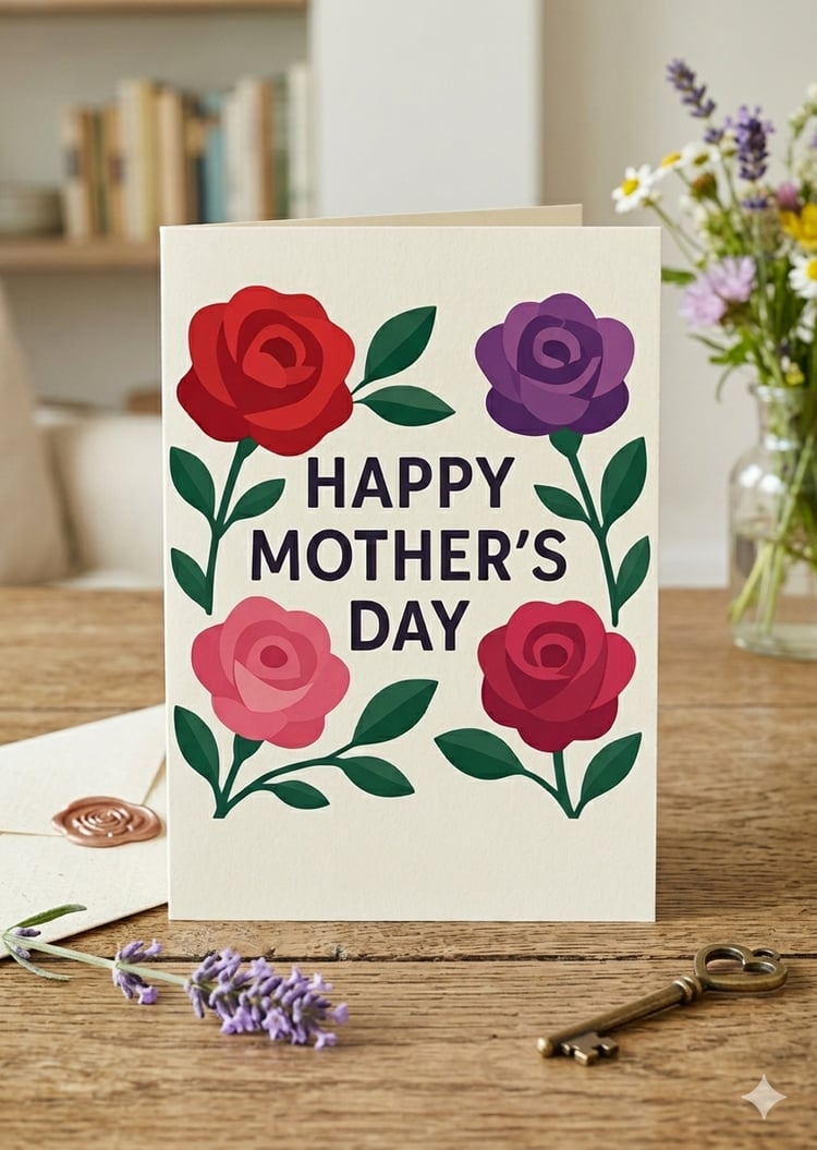 Aesthetic Floral Card, DIY Mother's Day Gift, Last Minute Mother's Day, Rose Illustration Card