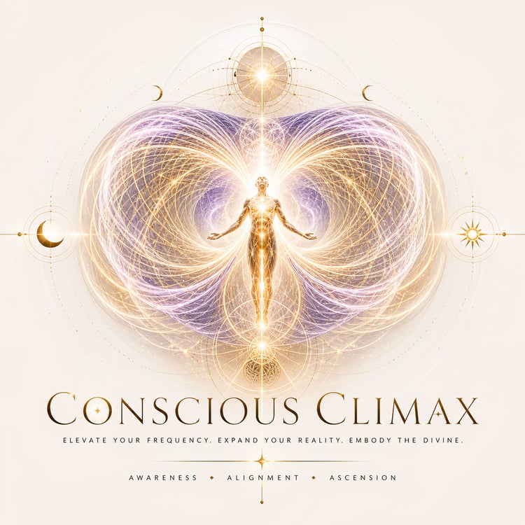 Conscious Climax Series branding graphic focused on identity transformation, self-discovery, alignment, and personal growth.