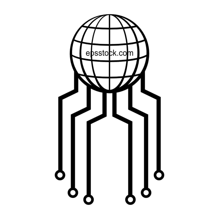 Digital tech symbol, black isolated vector silhouette