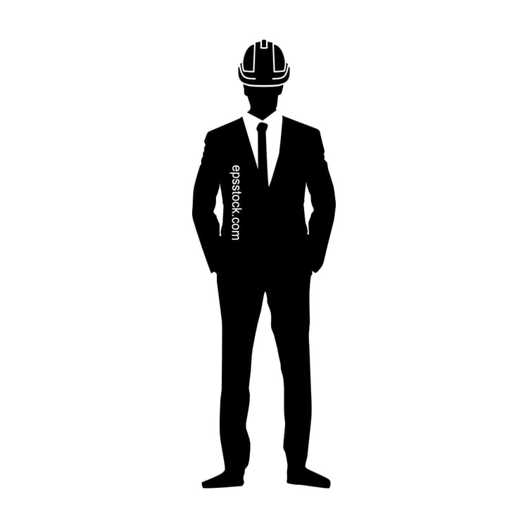 engineer symbol, black isolated vector silhouette