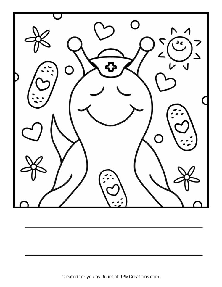 FREE Cute Snail Get Well Soon Coloring Page (Letter Size)